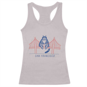Funny Cat San Francisco Golden Gate Racerback Tank Top TS14 Ice Gray Print Your Wear