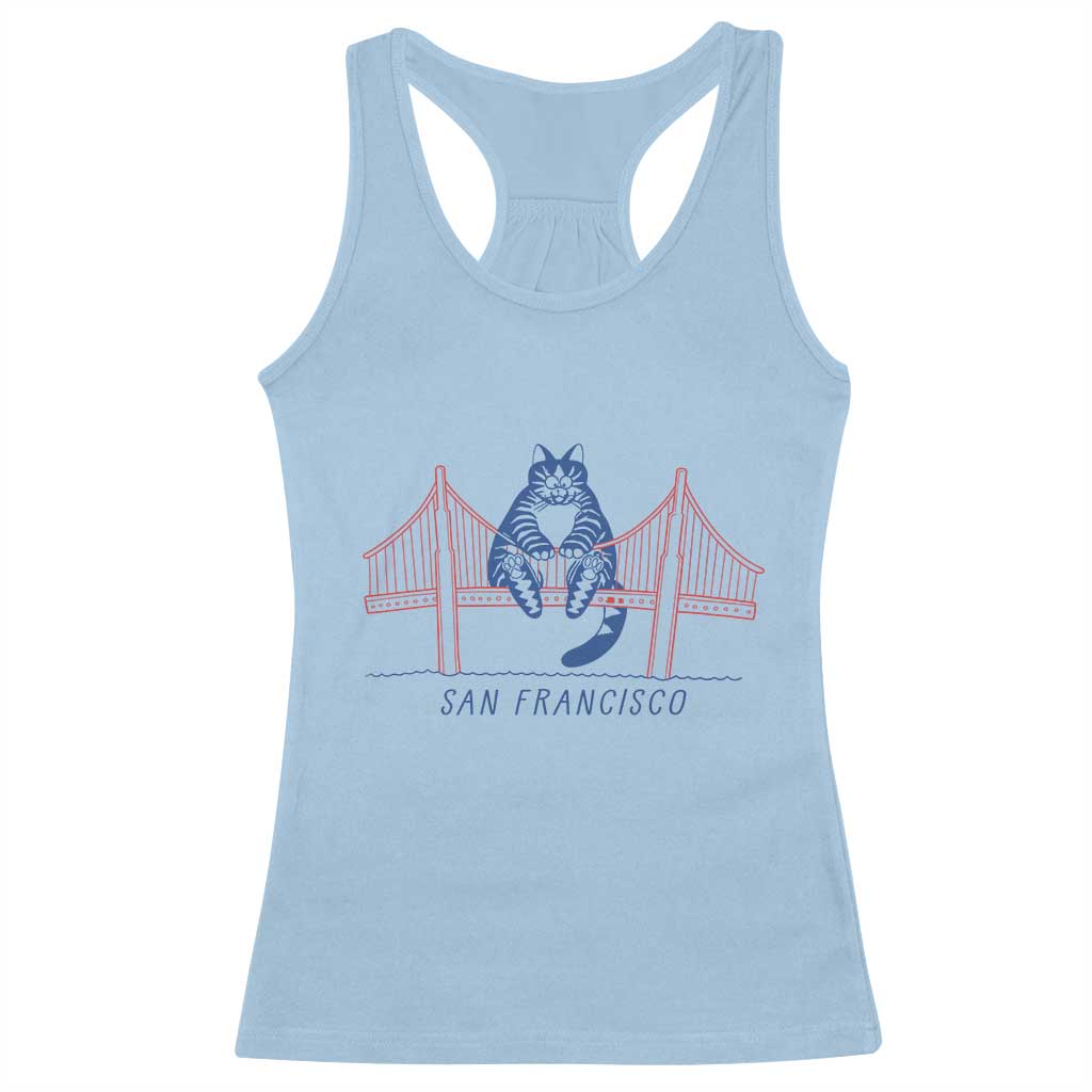 Funny Cat San Francisco Golden Gate Racerback Tank Top TS14 Light Blue Print Your Wear