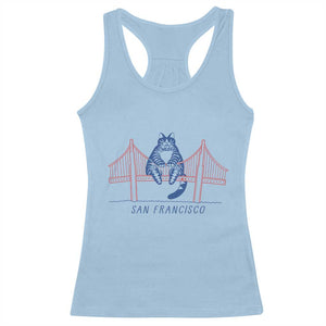 Funny Cat San Francisco Golden Gate Racerback Tank Top TS14 Light Blue Print Your Wear