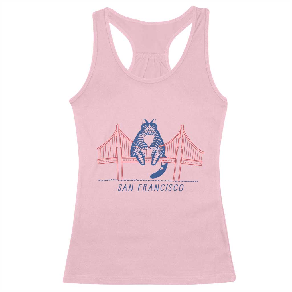 Funny Cat San Francisco Golden Gate Racerback Tank Top TS14 Light Pink Print Your Wear