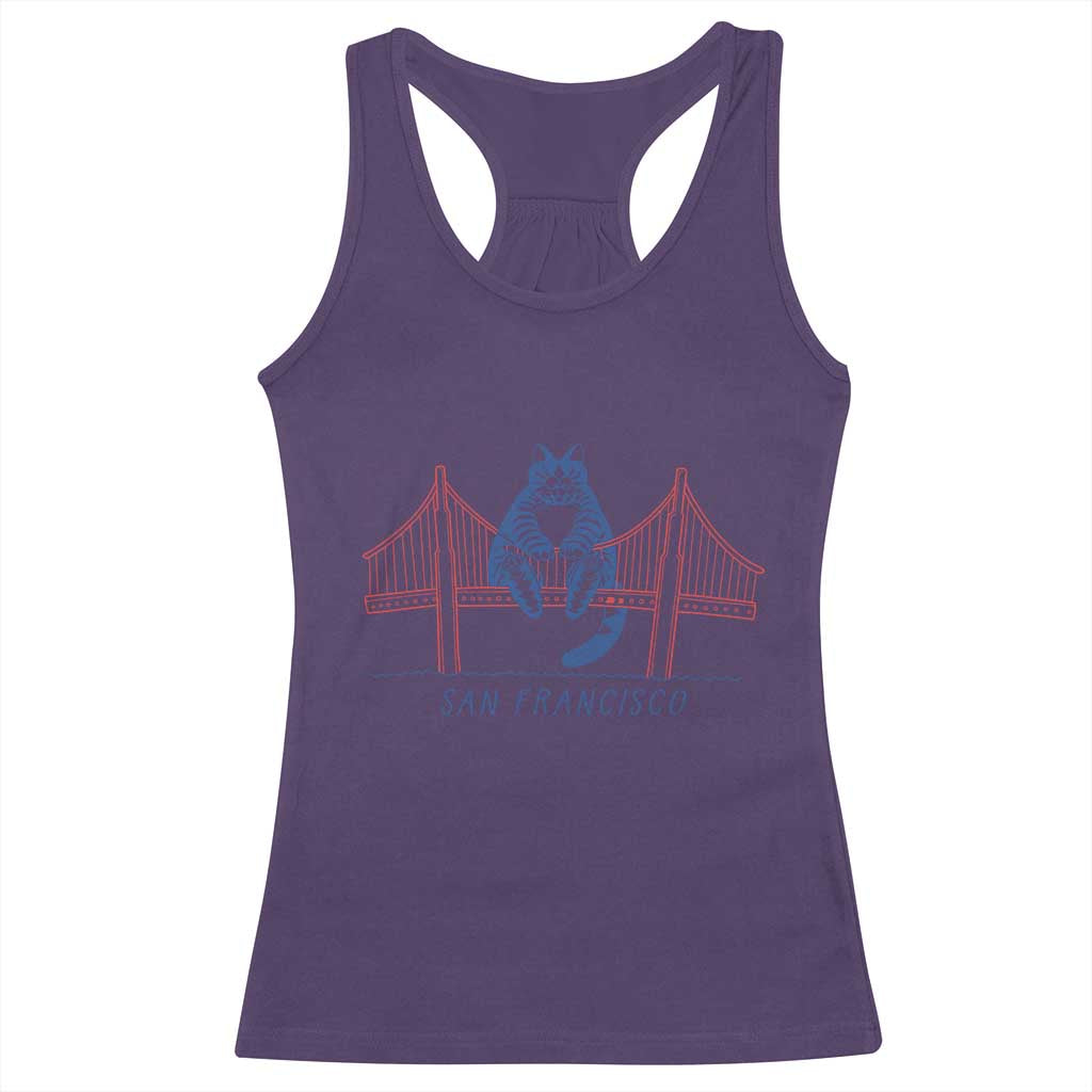 Funny Cat San Francisco Golden Gate Racerback Tank Top TS14 Purple Print Your Wear