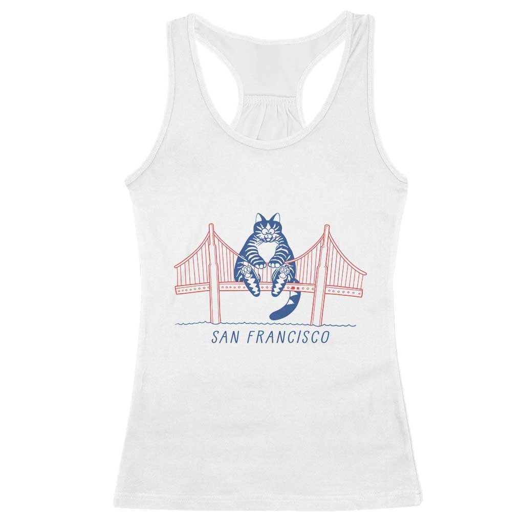 Funny Cat San Francisco Golden Gate Racerback Tank Top TS14 White Print Your Wear