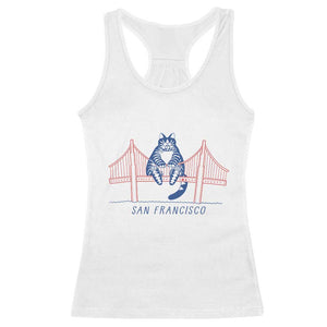 Funny Cat San Francisco Golden Gate Racerback Tank Top TS14 White Print Your Wear
