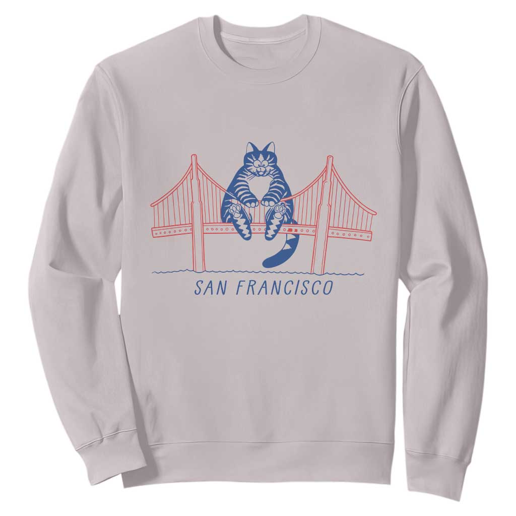 Funny Cat San Francisco Golden Gate Sweatshirt TS14 Ice Gray Print Your Wear