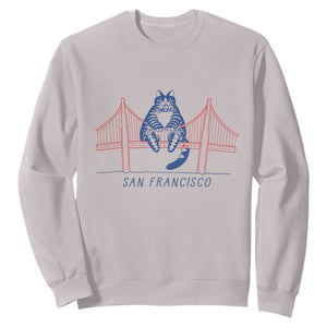 Funny Cat San Francisco Golden Gate Sweatshirt TS14 Ice Gray Print Your Wear