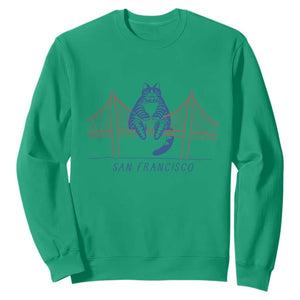Funny Cat San Francisco Golden Gate Sweatshirt TS14 Irish Green Print Your Wear