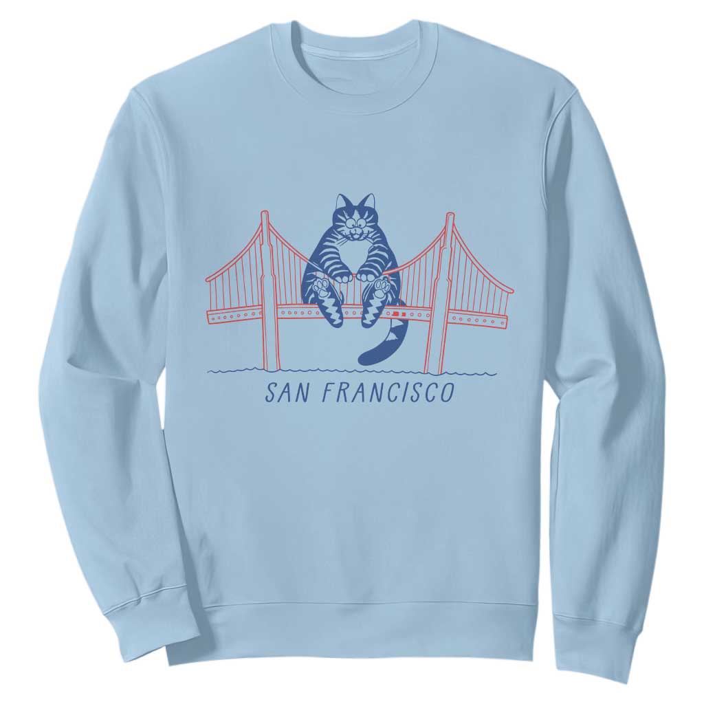 Funny Cat San Francisco Golden Gate Sweatshirt TS14 Light Blue Print Your Wear