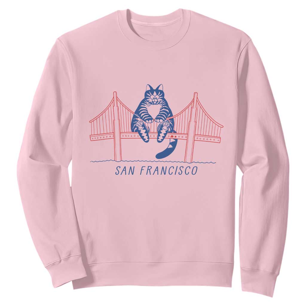 Funny Cat San Francisco Golden Gate Sweatshirt TS14 Light Pink Print Your Wear