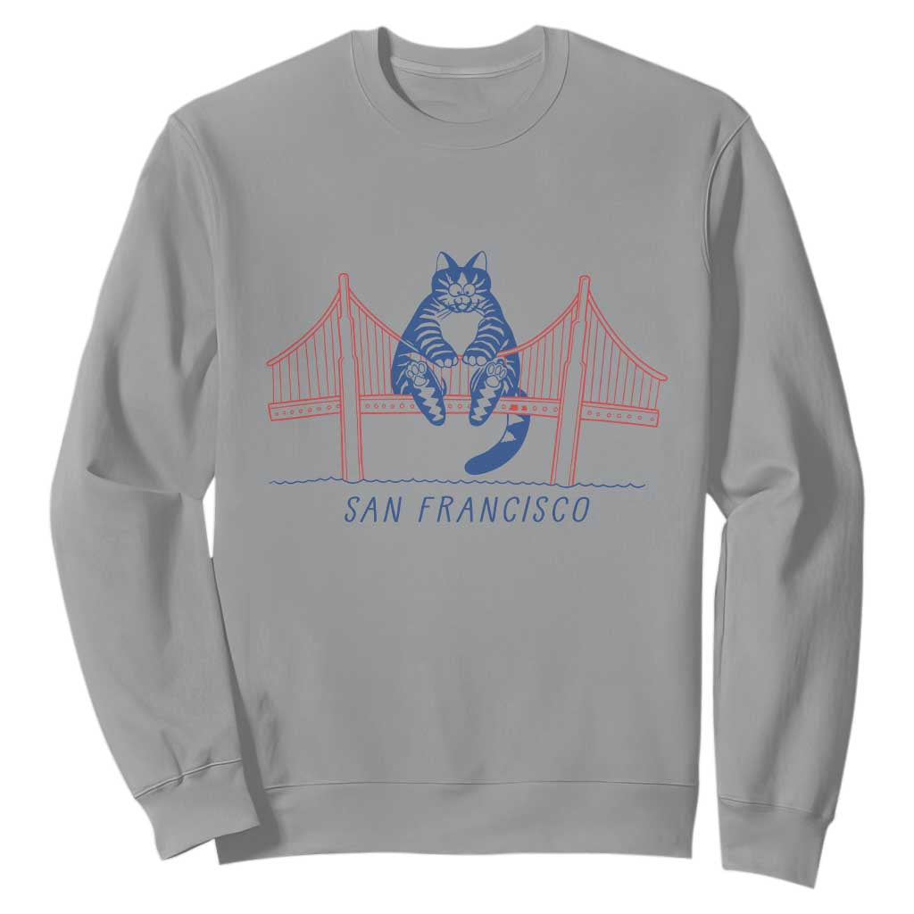 Funny Cat San Francisco Golden Gate Sweatshirt TS14 Sport Gray Print Your Wear