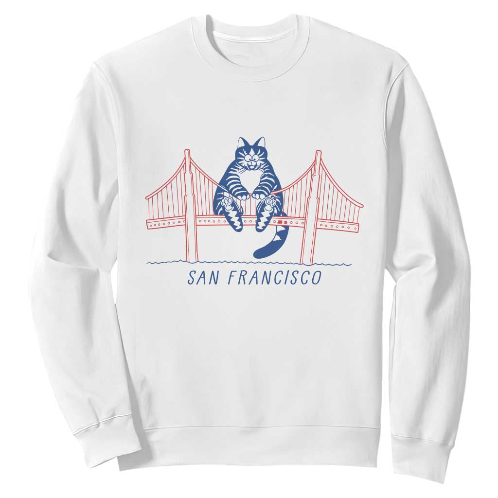 Funny Cat San Francisco Golden Gate Sweatshirt TS14 White Print Your Wear