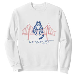 Funny Cat San Francisco Golden Gate Sweatshirt TS14 White Print Your Wear