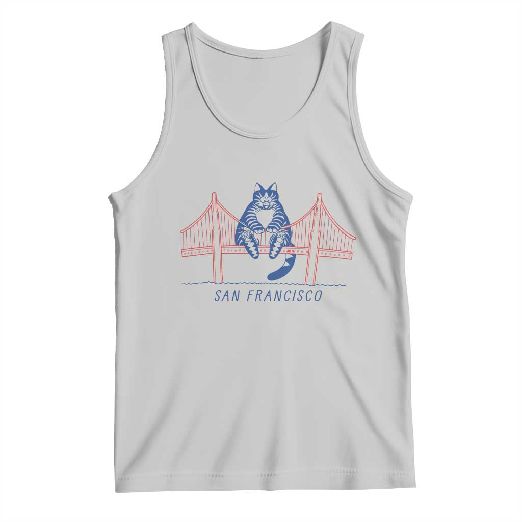 Funny Cat San Francisco Golden Gate Tank Top TS14 Ash Print Your Wear