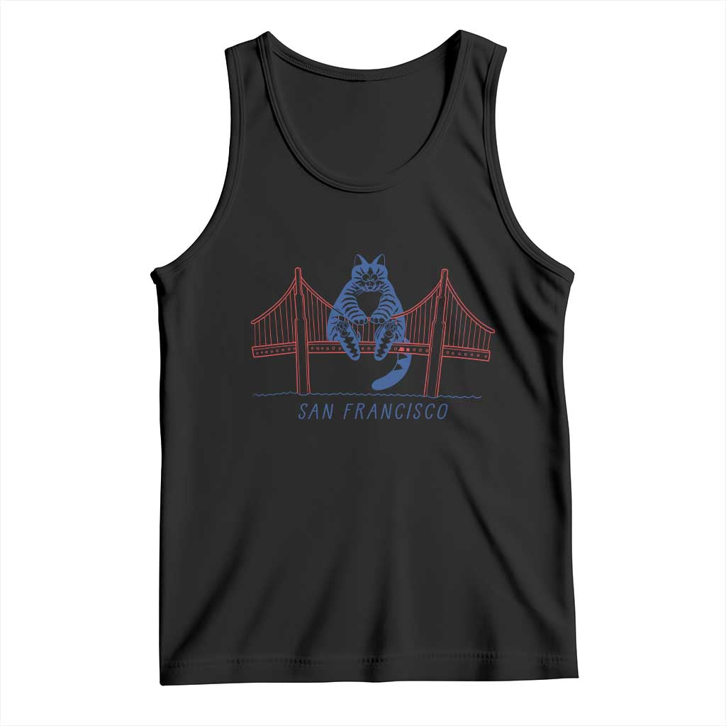 Funny Cat San Francisco Golden Gate Tank Top TS14 Black Print Your Wear