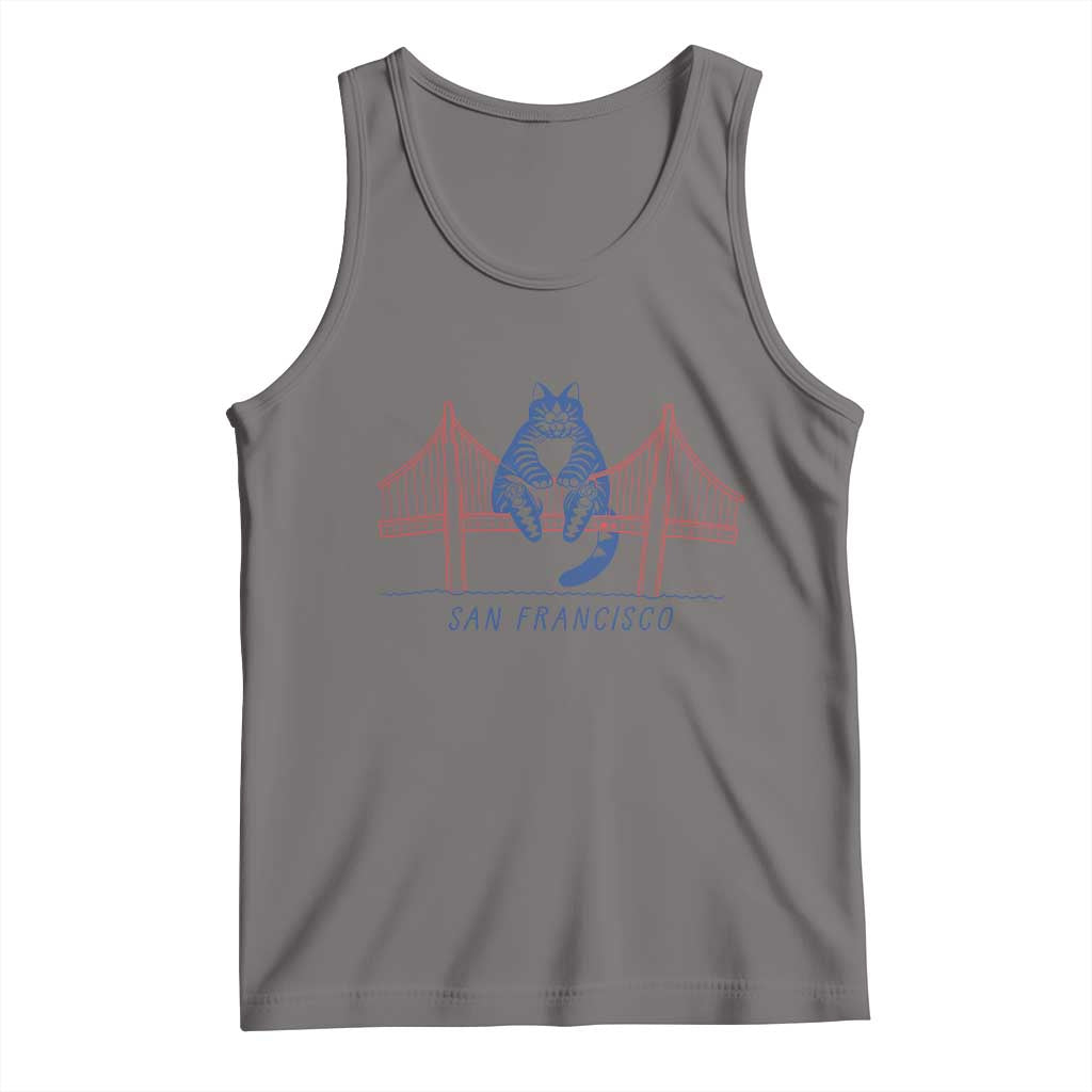 Funny Cat San Francisco Golden Gate Tank Top TS14 Deep Heather Print Your Wear