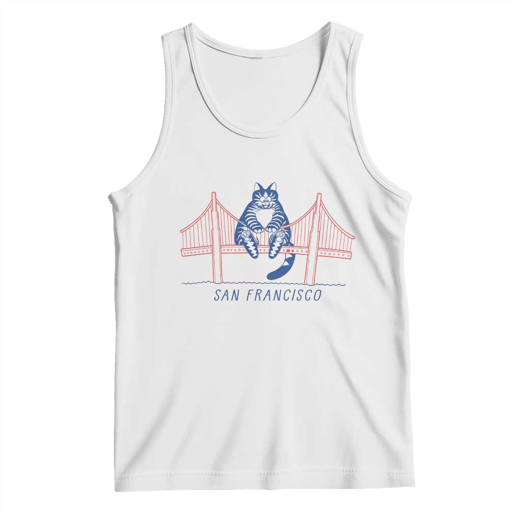 Funny Cat San Francisco Golden Gate Tank Top TS14 White Print Your Wear