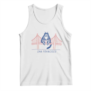 Funny Cat San Francisco Golden Gate Tank Top TS14 White Print Your Wear