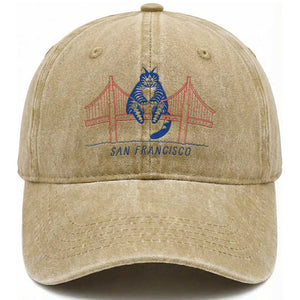 Funny Cat San Francisco Golden Gate Washed Cotton Baseball Cap TS14 Print Your Wear