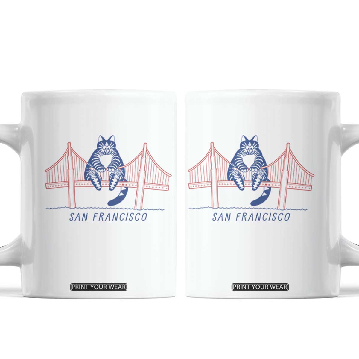 Funny Cat San Francisco Golden Gate Coffee Mug TS14 White Print Your Wear