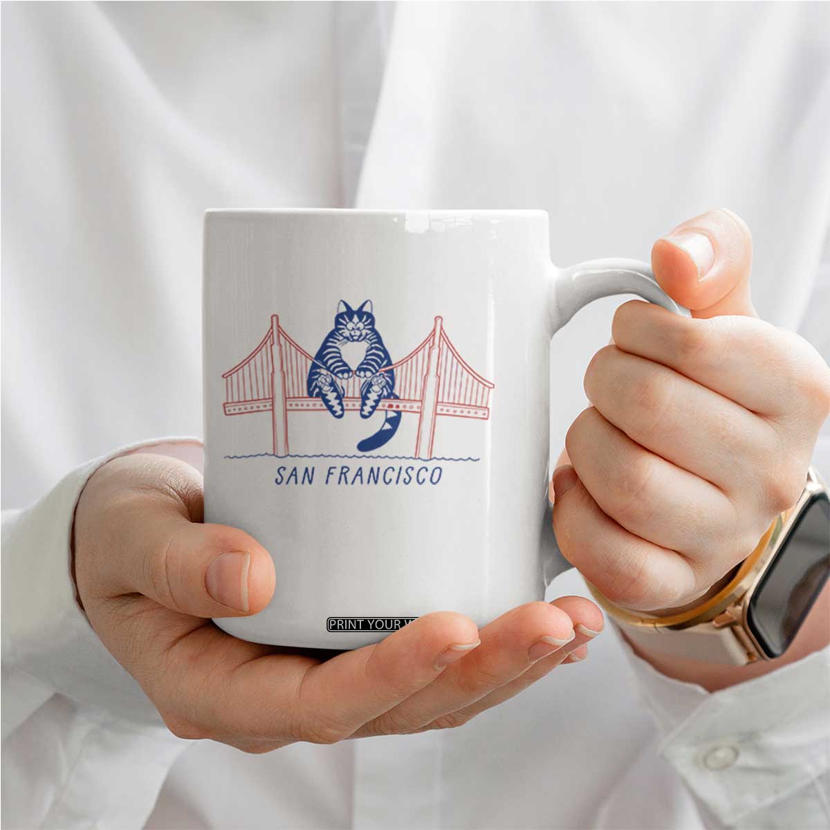 Funny Cat San Francisco Golden Gate Coffee Mug TS14 Print Your Wear
