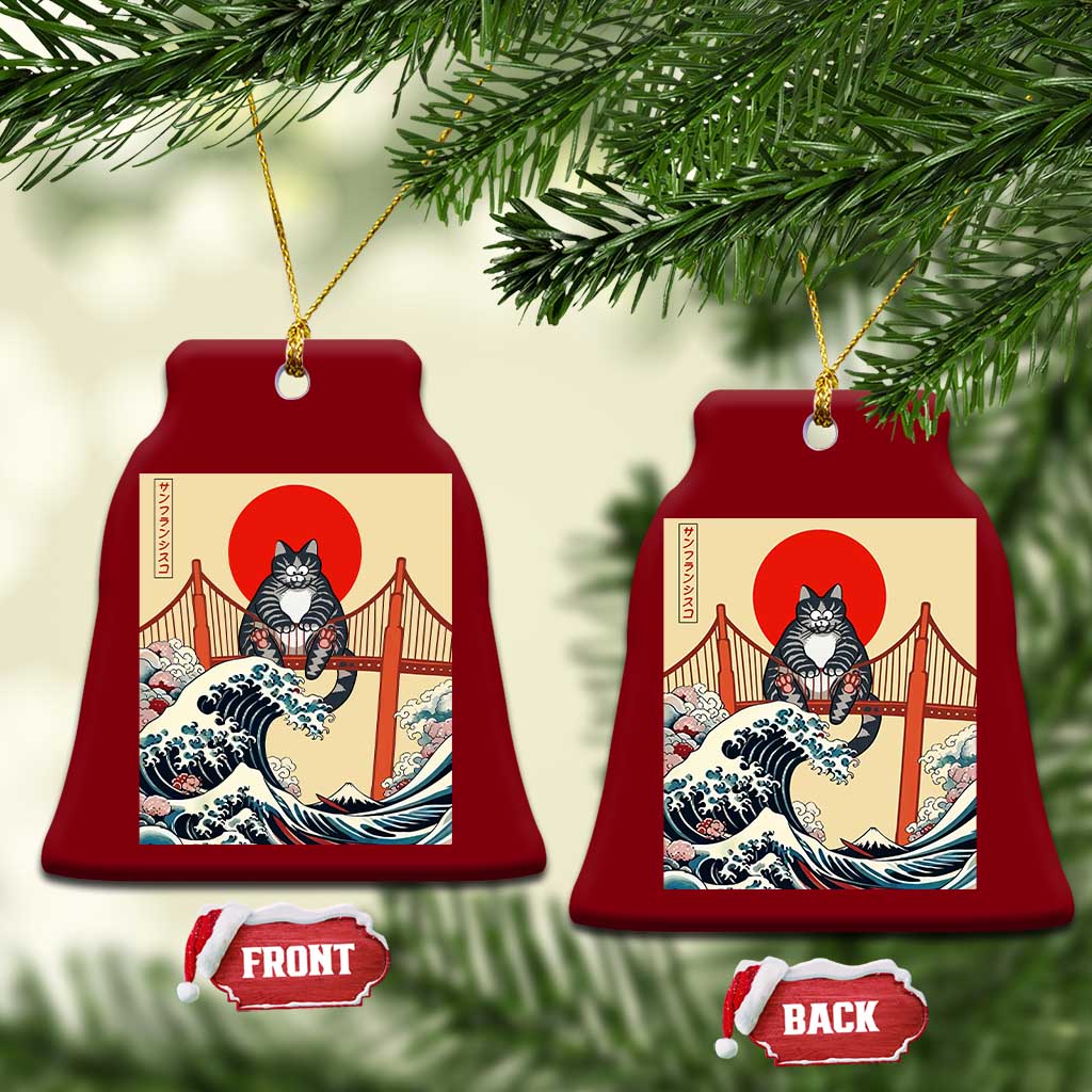 San Francisco Cat Ceramic Ornament Vintage Japanese Anime Kawaii Cat Sunset TS14 Print Your Wear