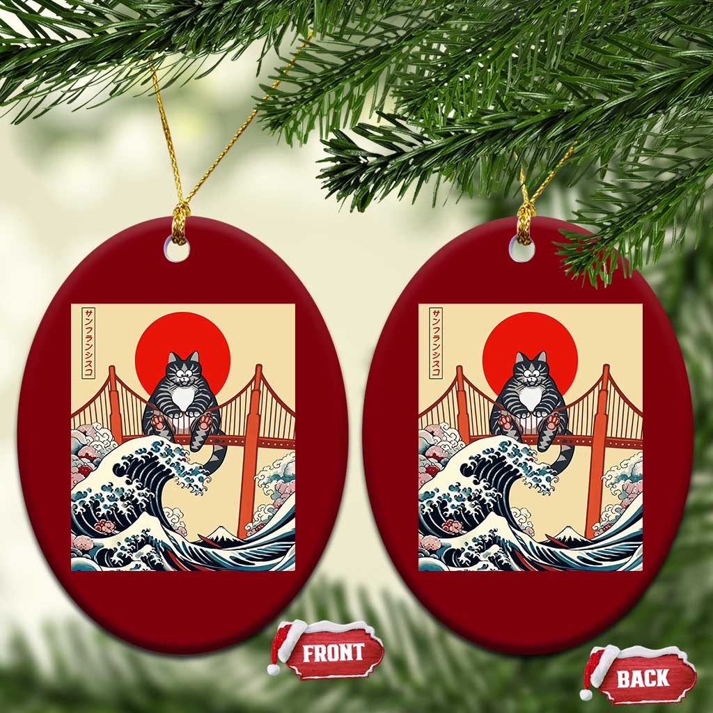 San Francisco Cat Ceramic Ornament Vintage Japanese Anime Kawaii Cat Sunset TS14 Print Your Wear