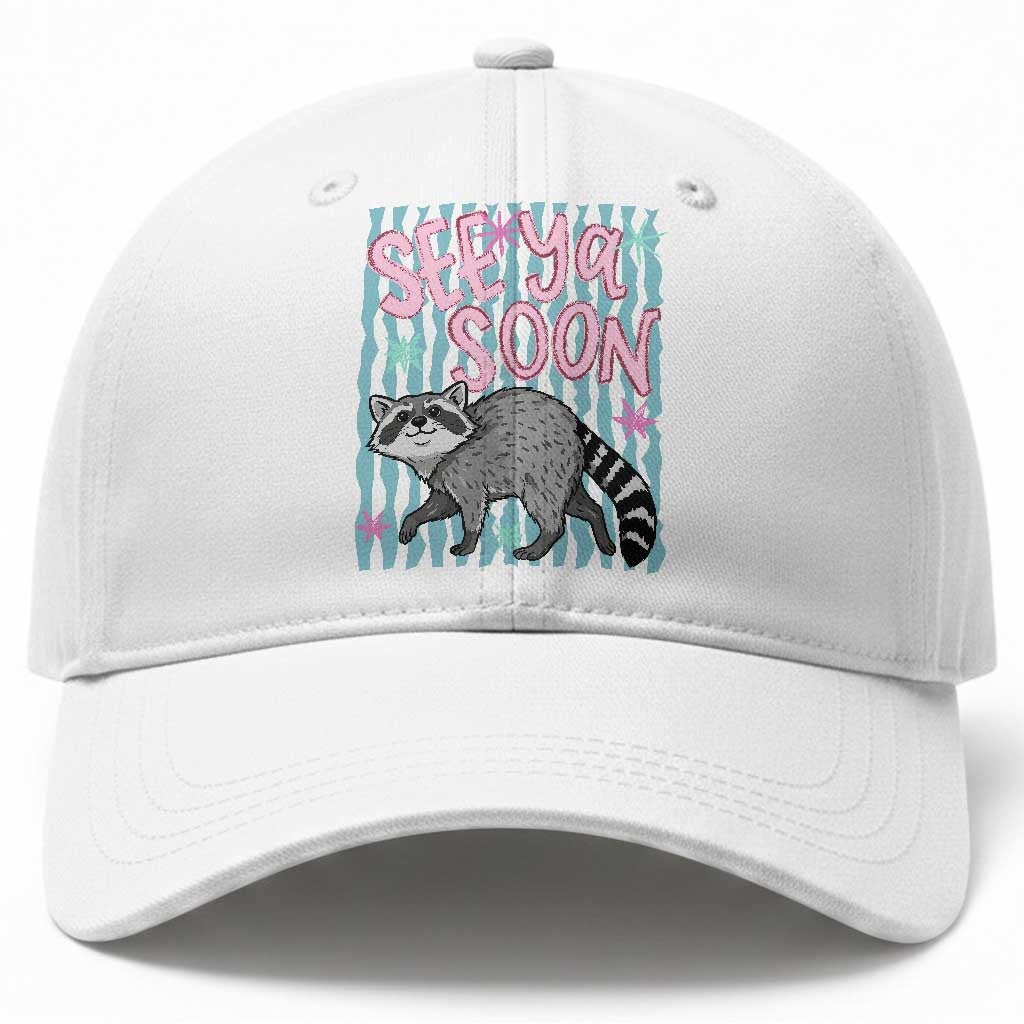 See Ya Soon Raccoon Baseball Cap Funny Last Day of School TS14 Print Your Wear
