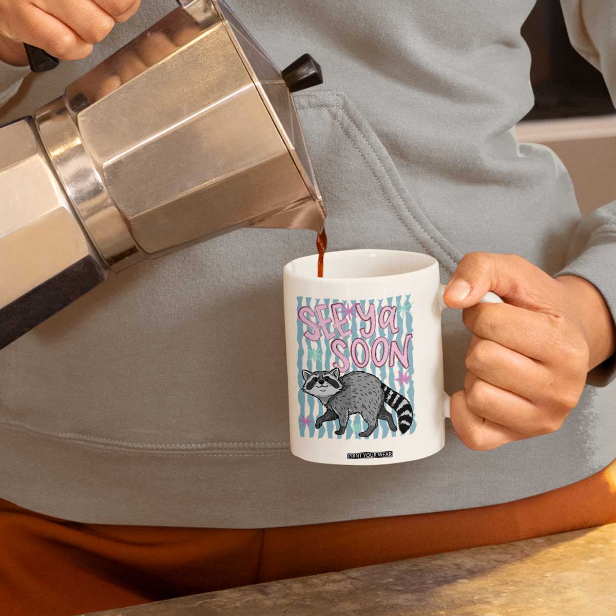 See Ya Soon Raccoon Coffee Mug Funny Last Day of School TS14 Print Your Wear