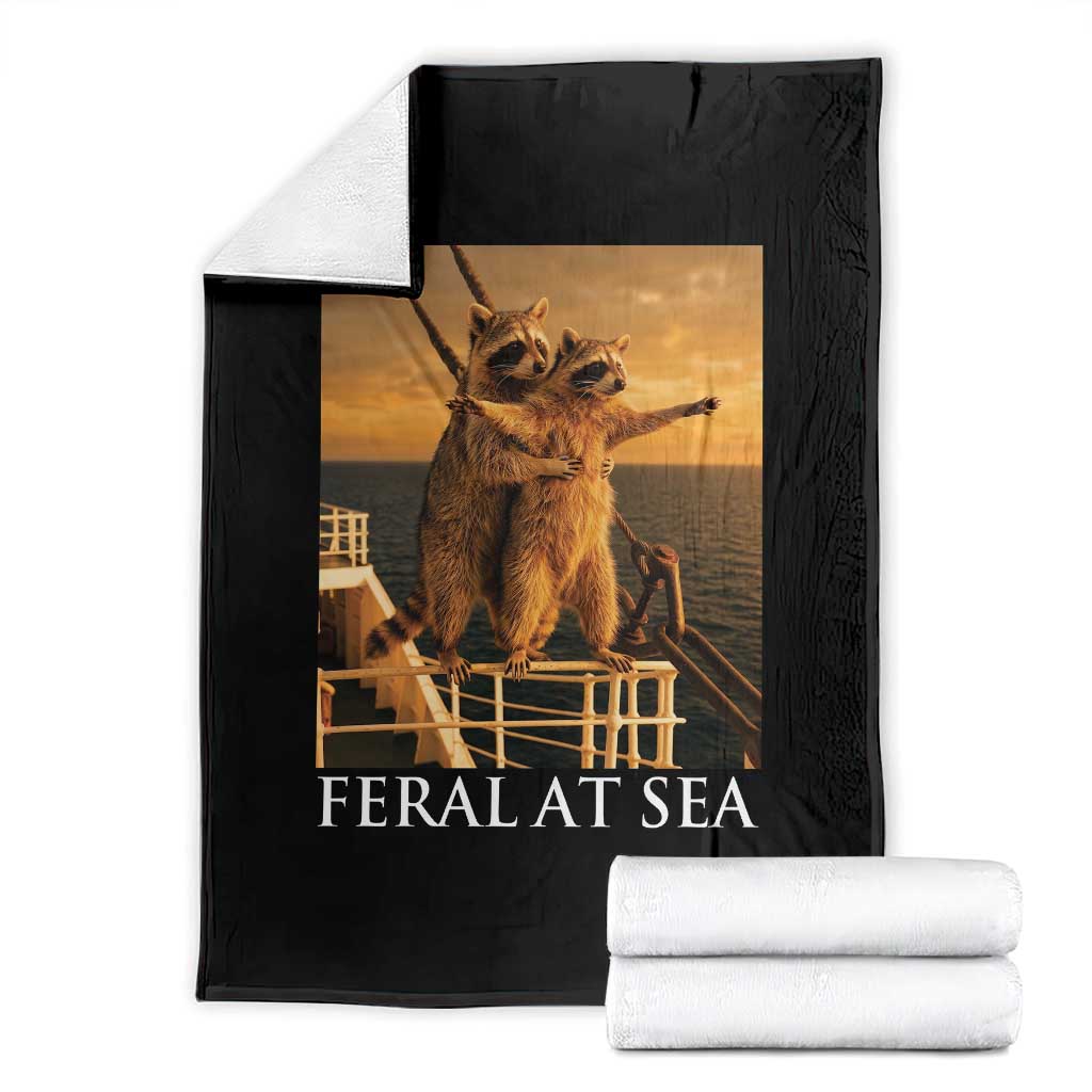 Vintage Feral At Sea Cruise Throw Blanket Funny Raccoon Parody Movie TS14 Black Print Your Wear