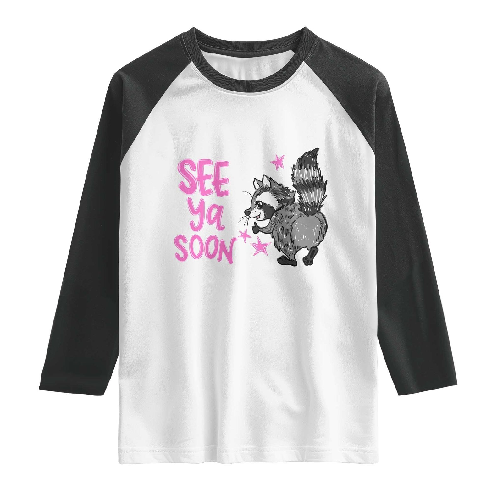 See Ya Soon Raccoon Raglan Shirt Funny Last Day Of School TS14 White Black Print Your Wear