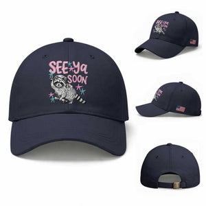 Funny Raccoon Graduation Baseball Cap Senior Grad 2026 See Ya Soon TS14 Baseball Cap Universal Fit Navy Print Your Wear