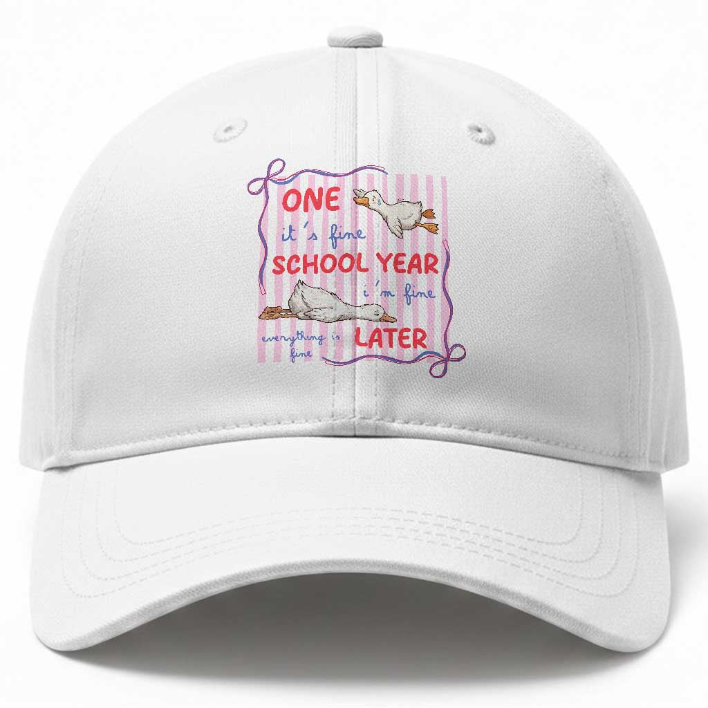 Striped One School Year Later Baseball Cap Funny Goose Teacher Summer TS14 Print Your Wear