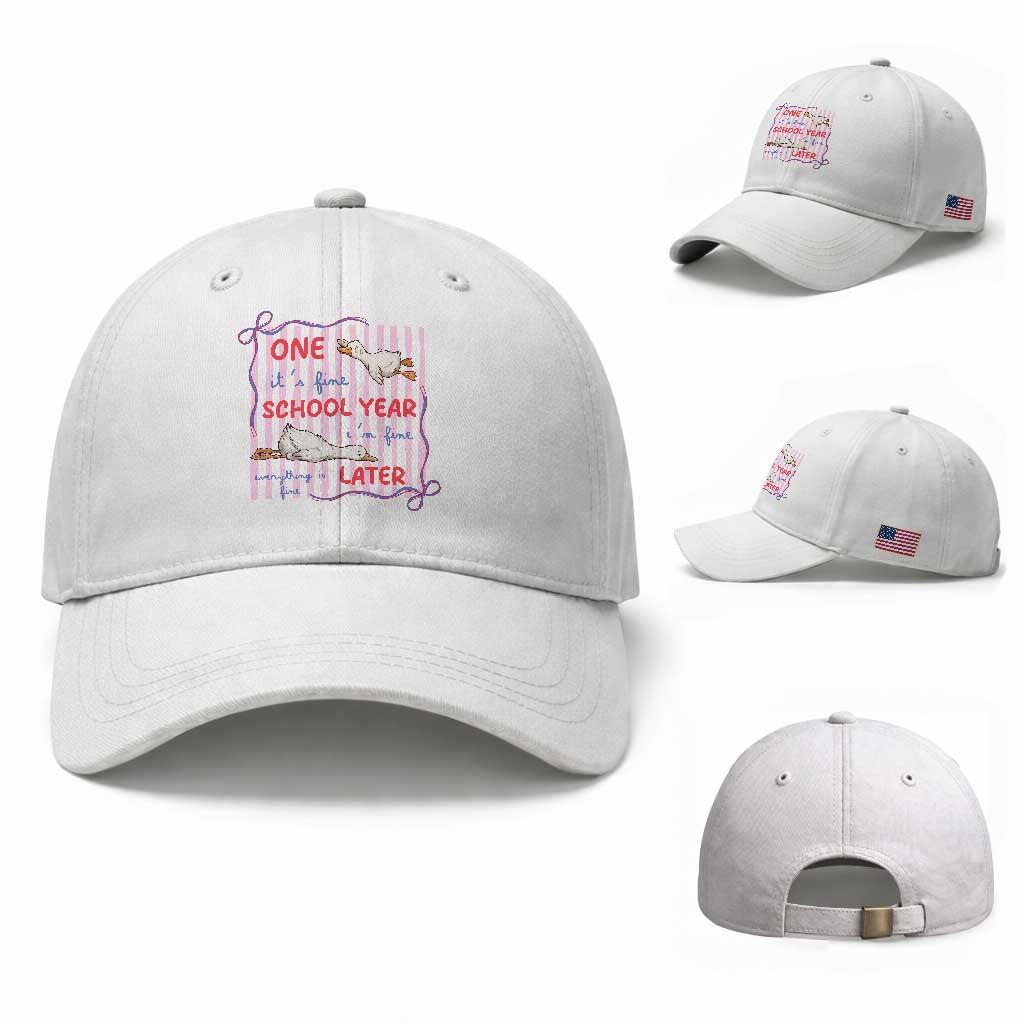Striped One School Year Later Baseball Cap Funny Goose Teacher Summer TS14 Baseball Cap Universal Fit White Print Your Wear