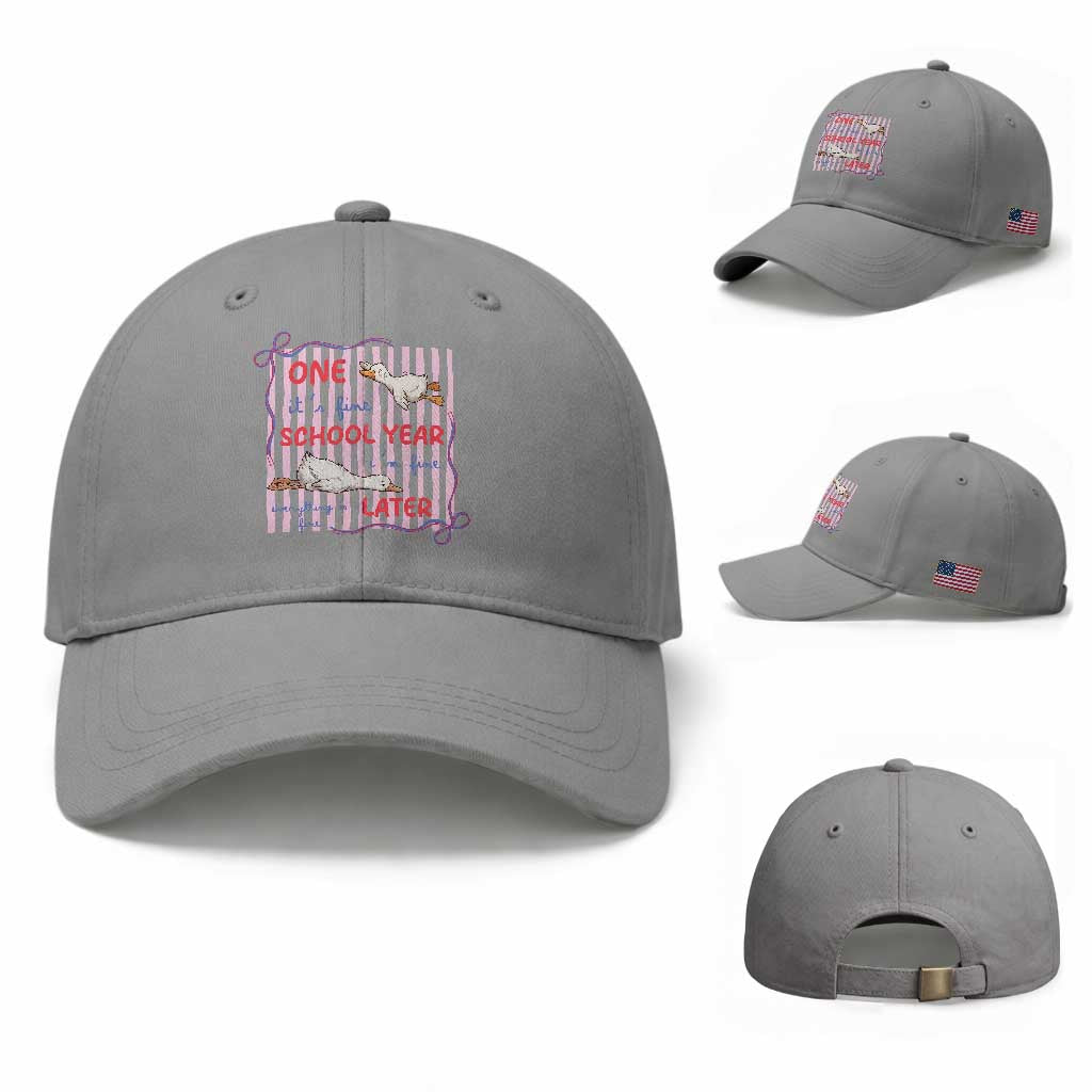 Striped One School Year Later Baseball Cap Funny Goose Teacher Summer TS14 Baseball Cap Universal Fit Sport Gray Print Your Wear