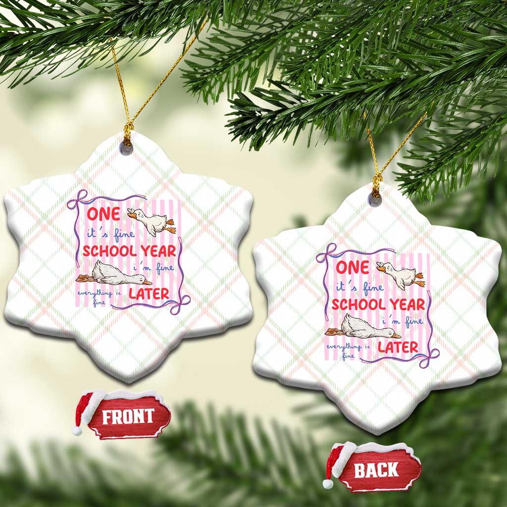 Striped One School Year Later Ceramic Ornament Funny Goose Teacher Summer TS14 Print Your Wear