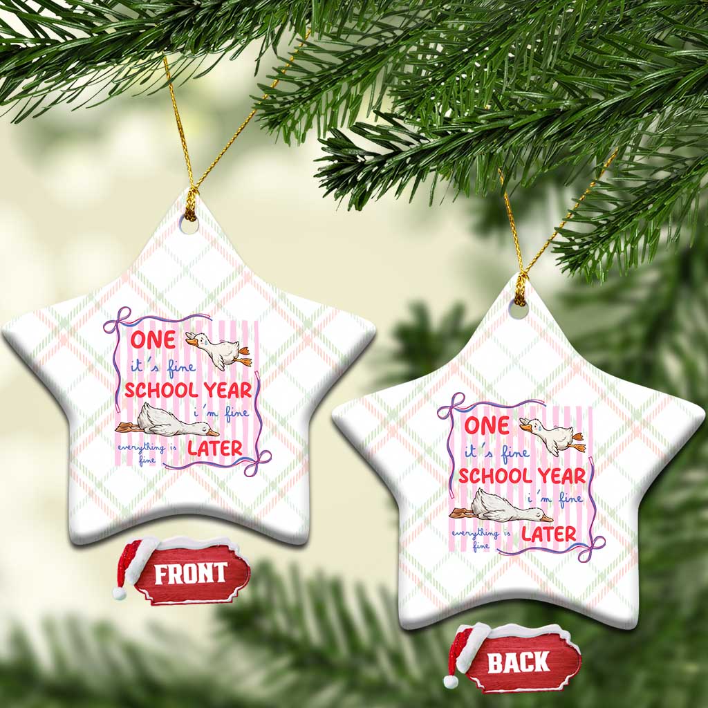 Striped One School Year Later Ceramic Ornament Funny Goose Teacher Summer TS14 Print Your Wear