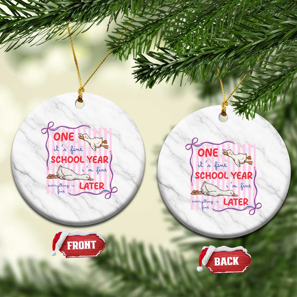 Striped One School Year Later Ceramic Ornament Funny Goose Teacher Summer TS14 1pc White Marble Print Your Wear