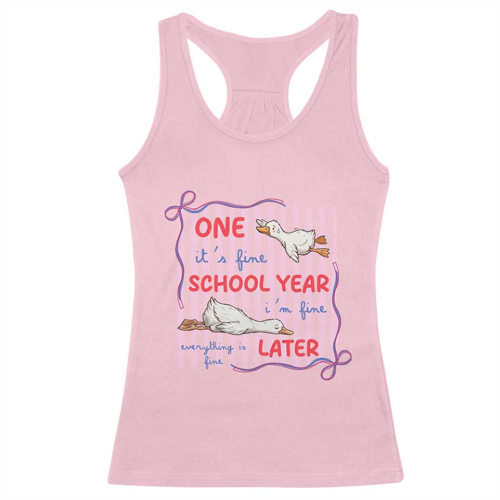 Striped One School Year Later Racerback Tank Top Funny Goose Teacher Summer TS14 Light Pink Print Your Wear