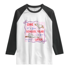 Striped One School Year Later Raglan Shirt Funny Goose Teacher Summer TS14 White Black Print Your Wear