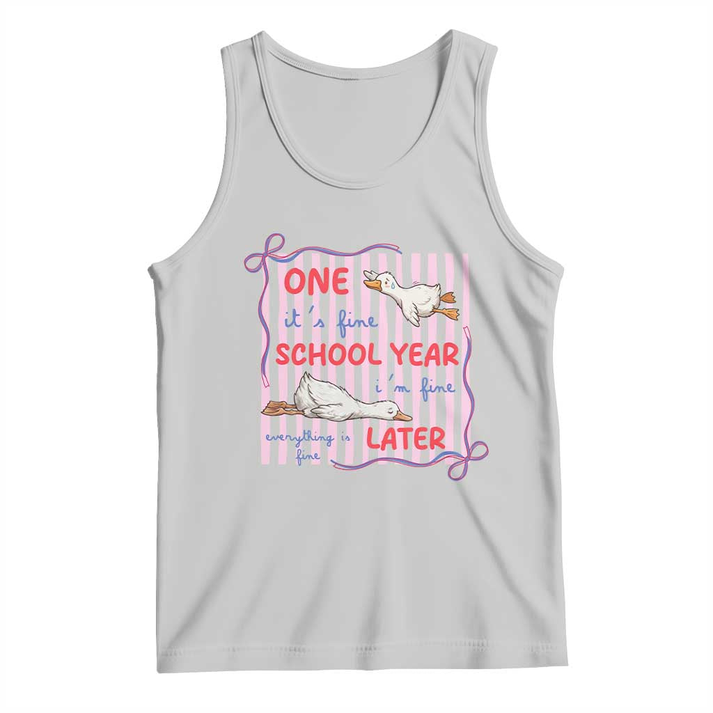 Striped One School Year Later Tank Top Funny Goose Teacher Summer TS14 Ash Print Your Wear