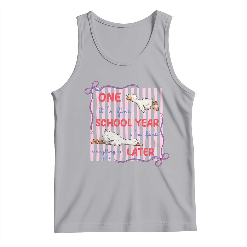Striped One School Year Later Tank Top Funny Goose Teacher Summer TS14 Athletic Heather Print Your Wear