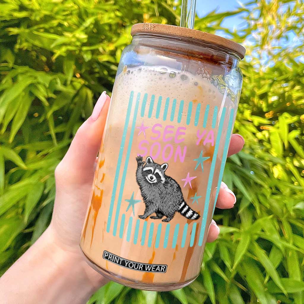 Striped Funny See Ya Soon Racoon Glass Can Last Day Of School Teacher TS14 White Print Your Wear
