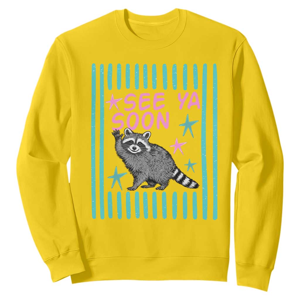 Striped Funny See Ya Soon Racoon Sweatshirt Last Day Of School Teacher TS14 Daisy Print Your Wear