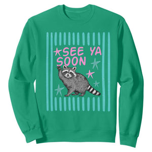 Striped Funny See Ya Soon Racoon Sweatshirt Last Day Of School Teacher TS14 Irish Green Print Your Wear