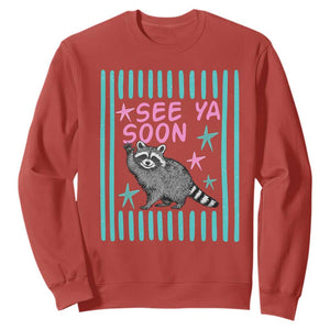 Striped Funny See Ya Soon Racoon Sweatshirt Last Day Of School Teacher TS14 Red Print Your Wear