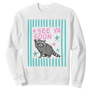 Striped Funny See Ya Soon Racoon Sweatshirt Last Day Of School Teacher TS14 White Print Your Wear