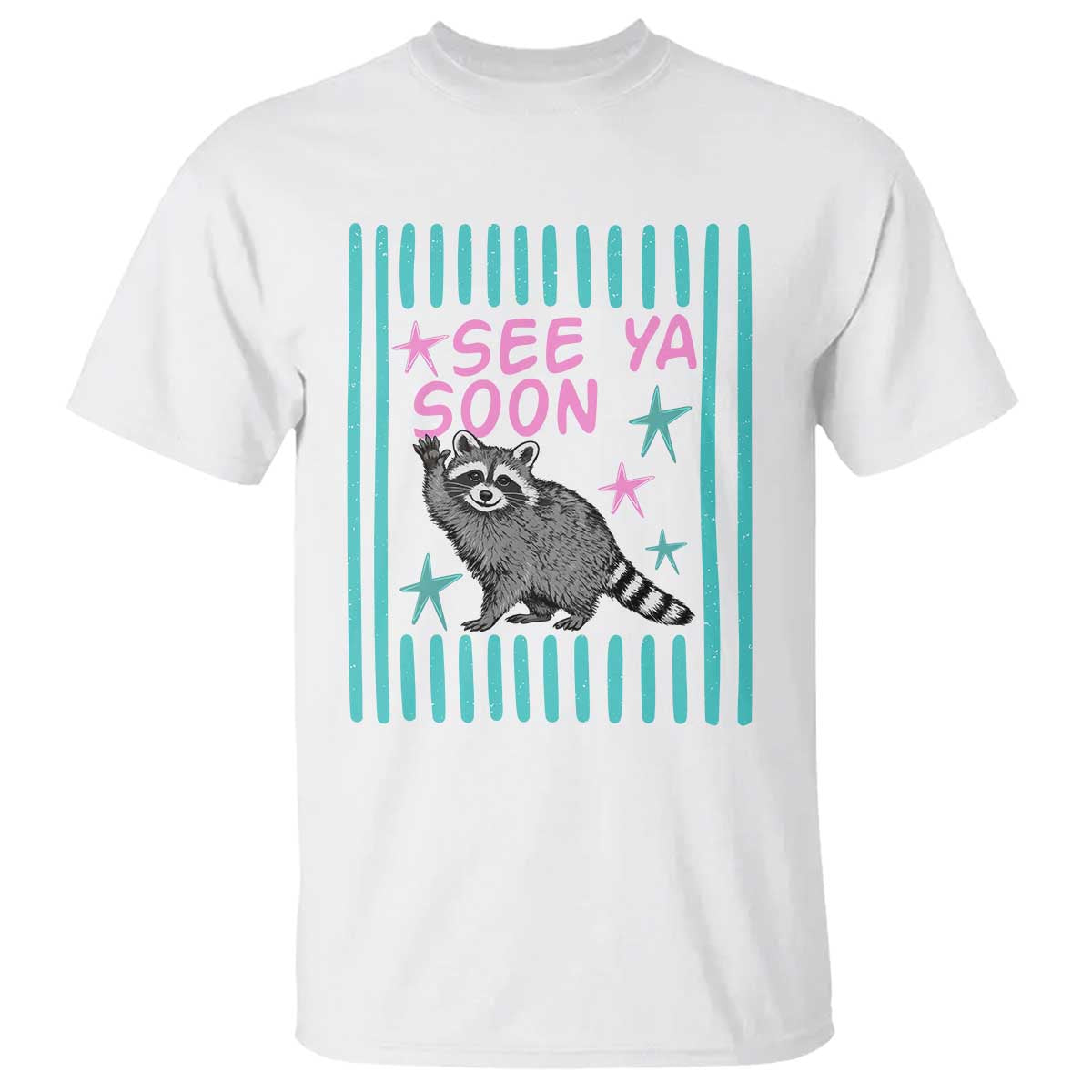 Striped Funny See Ya Soon Racoon T Shirt Last Day Of School Teacher TS14 White Print Your Wear