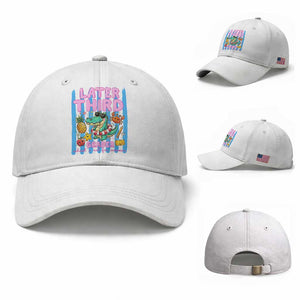 Later Third Grader School's Out For Summer Baseball Cap Last Day Of School Later Gator Alligator TS14 Baseball Cap Universal Fit White Print Your Wear