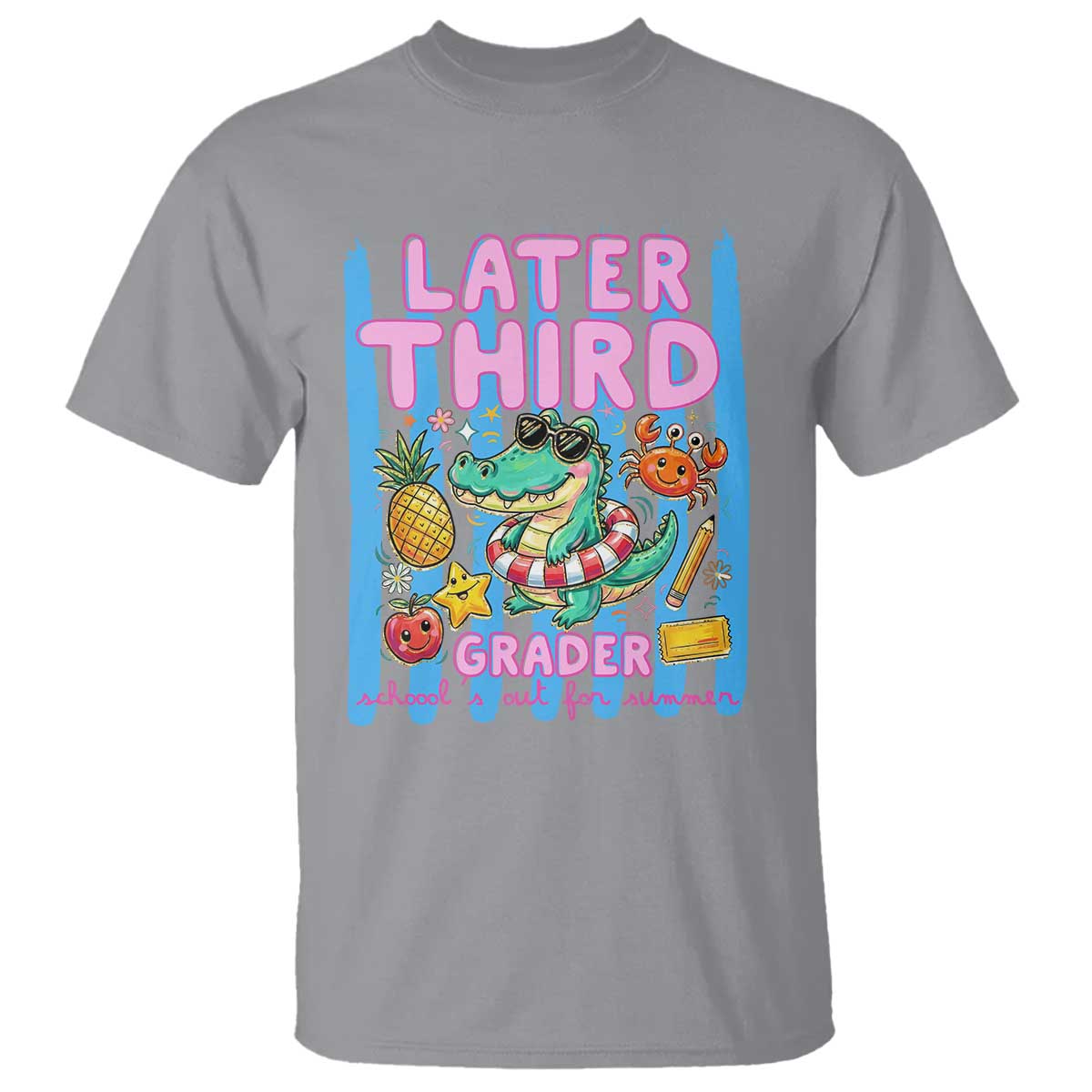 Later Third Grader School's Out For Summer T Shirt Last Day Of School Later Gator Alligator TS14 Sport Gray Print Your Wear