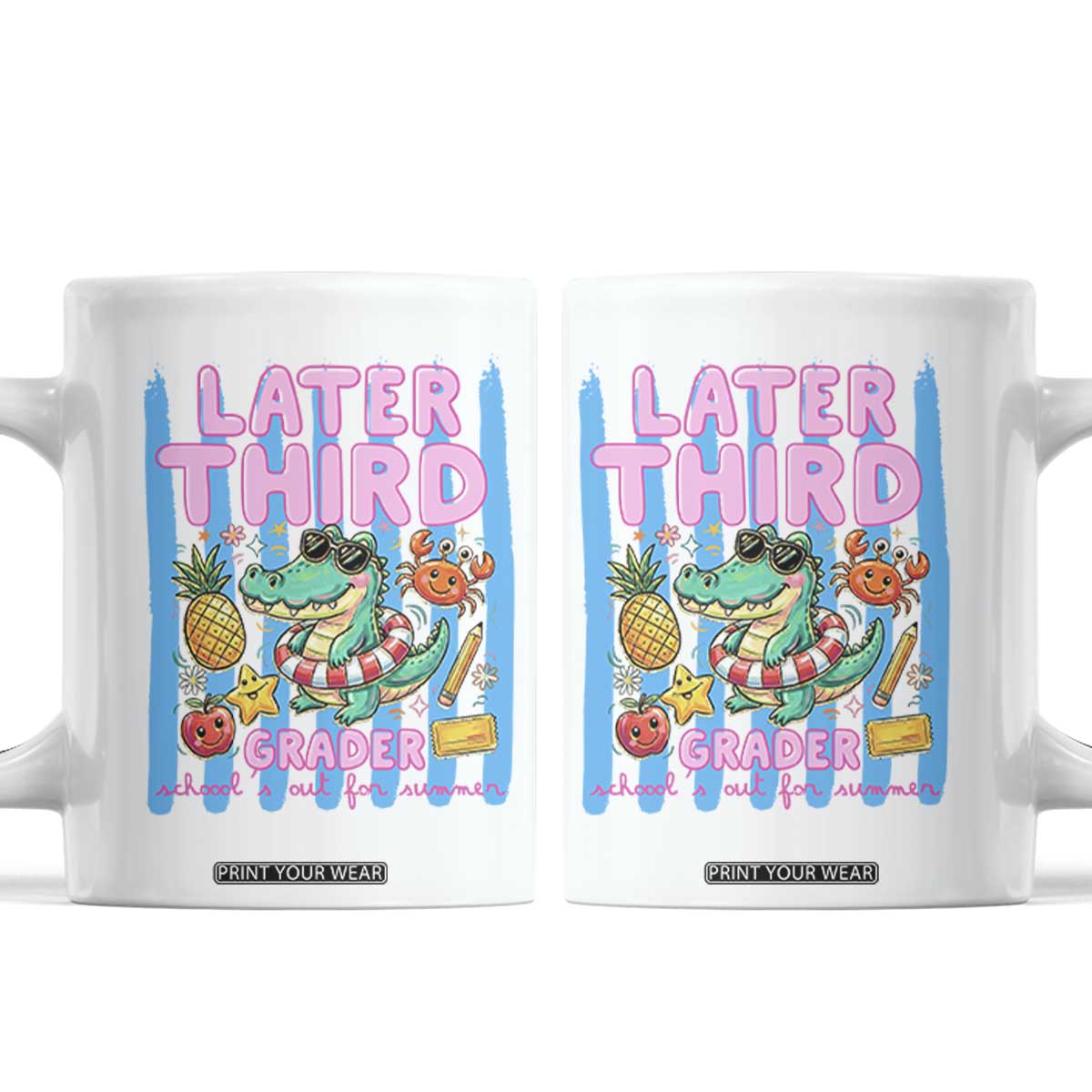 Later Third Grader School's Out For Summer Coffee Mug Last Day Of School Later Gator Alligator TS14 White Print Your Wear