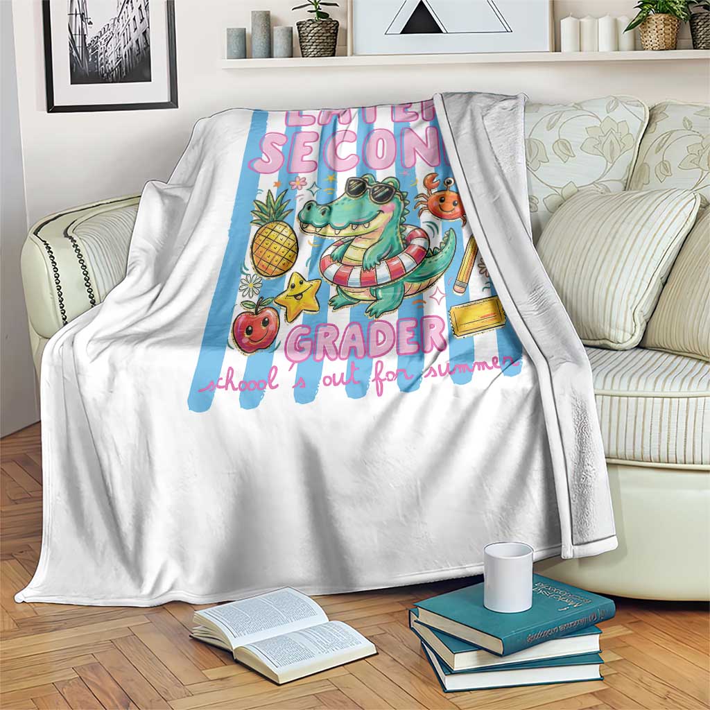 Later Second Grader School's Out For Summer Throw Blanket Last Day Of School Later Gator Alligator TS14 Print Your Wear